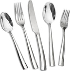 18/10 20-Piece Silverware Set, Glossy Flatware Set Stainless Steel, Modern Cutlery Set, Service for 4, Mirror Finish Dishwasher Safe