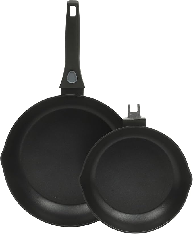 Oster SmartHandle 2-Piece Fry Pan Set, 11-Inch & 9-Inch Nonstick Skillets with Removable Handle – Oven & Dishwasher Safe, Space-Saving Cookware