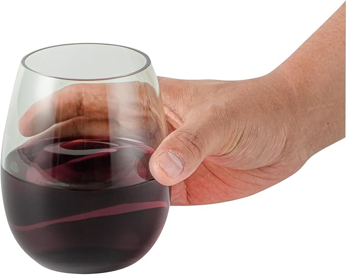 Restaurantware-Vetri 15 Ounce Wine Glasses, 6 Dishwashable Stemless Wine Glasses - No Lead, Durable, Green Glass Stemware, For Home, Bar, Or Restaurant, Serve Merlot, Chardonnay, Or Bordeaux