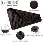 Silicone Dish Drying Mat for Multiple Usage,Easy clean,Eco-friendly,Heat-resistant Silicone Mat for Kitchen Counter or Sink,Refrigerator or drawer liner Coffee L 16 inches x 12 inches