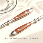 Sporks, 8-Pack Stainless Steel Sporks, 6.9 Inches Salad Forks and Spoons with Wood Grain Bakelite Handle For Dessert, Ice Cream, Salad, Soup, Noodle, Spaghetti, Dishwasher Safe