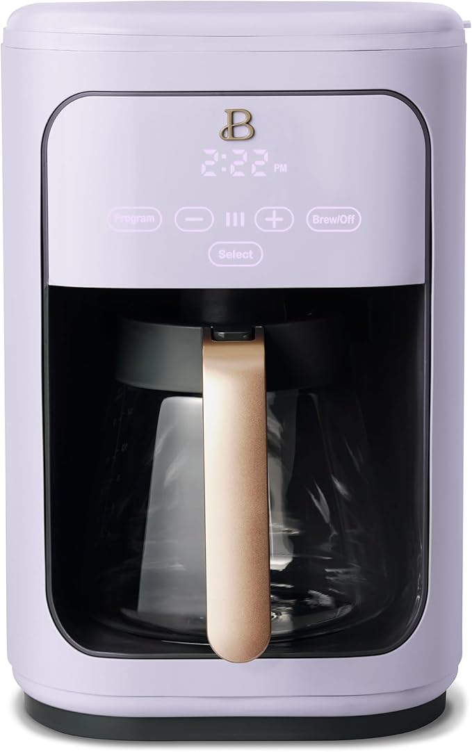 Beautiful Coffee Maker, 14-Cup, Touch-Activated Display, Programmable, Automatic Shut-Off, 1200W, Keep Warm, 24h Timer (Lavender)