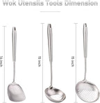 FJNATINH 6-Pieces 304 Stainless Steel Wok Spatula Set,Cooking Utensil Set,Soup Ladle Colander,Nonstick Kitchen Cooking Utensils Set with Spatula,Kitchenware Tools