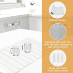 Large Stone Drying Mat, Diatomite Dish Drying Mat, Dish Mat Drying Kitchen Mat - Storable & Anti-Slip for Kitchen, Square, White, 24"x16"