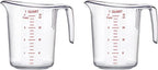 Amazing Abby - Melissa - Unbreakable Plastic Measuring Pitchers (2-Pack), Food-Grade Measuring Jugs, 4-Cup Capacity (1-Quart), Stackable and Dishwasher-Safe, Great for Oil, Vinegar, Flour, More