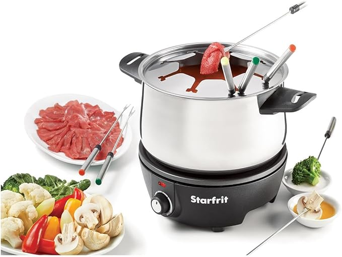 Starfrit Electric Fondue 12PC Set - 3L - Quick Release Magnetic Cord - 1500W - Perfect for Cheese & Chocolate