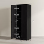 HOMCOM 63" 2-Door Kitchen Pantry, Freestanding Storage Cabinet with 5-Tier Shelving and 2 Adjustable Shelves for Dining Room, Black Wood Grain