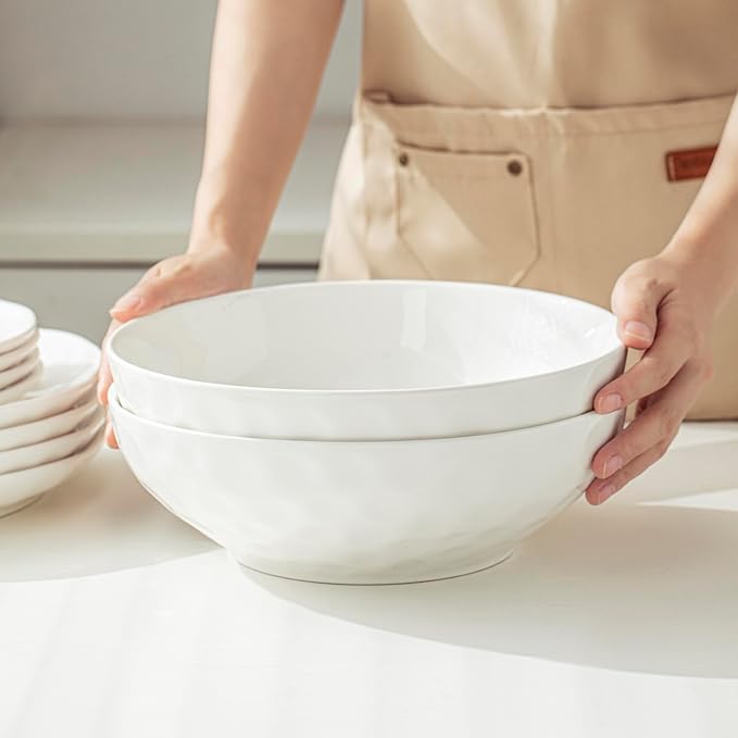 Large Pasta Bowls Set of 2, 10 Inch Pasta Serving Bowl Dinner Bowls, Kitchen Bowl Set, Microwave and Dishwasher Safe, Scratch Resistant, Set of 2
