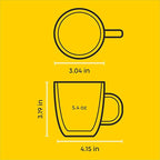 JoyJolt Savor Double Wall Insulated Glasses Espresso Mugs (Set of 2) - 5.4-Ounces