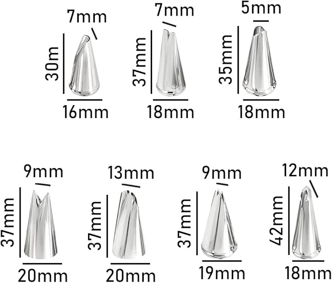 Leaf Piping Bags and Tips Set 7 Pieces Piping Tips Set Cake Decorating Tips Icing Piping Nozzles Set Cupcake Decorating Kit Cupcake Pastry Tool Stainless Steel