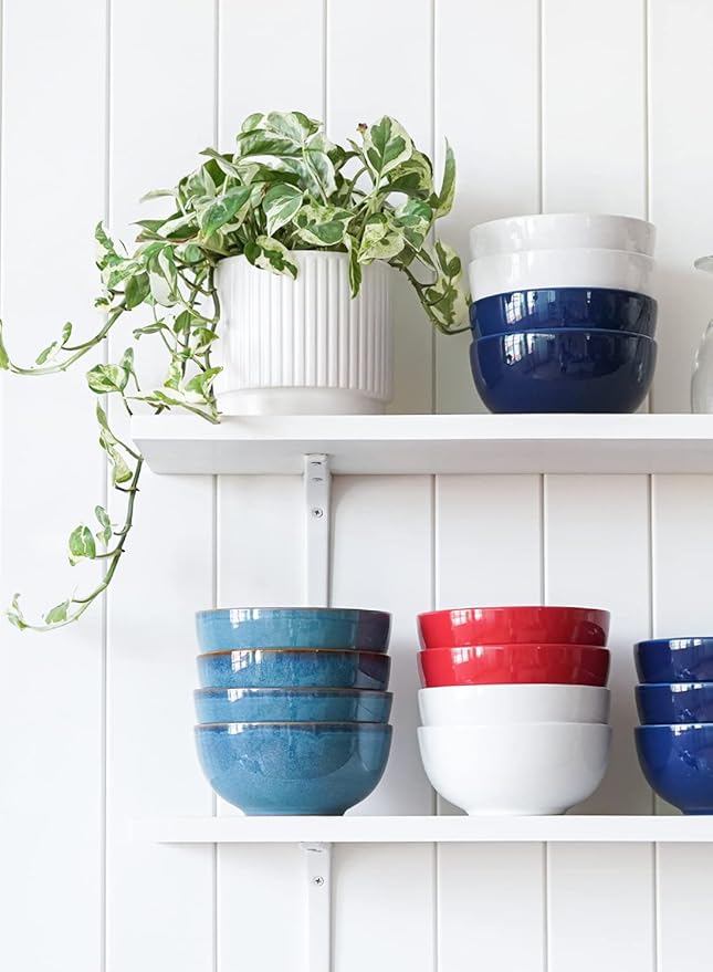 LE TAUCI Cereal Bowls 6 Inch, Ceramic Bowl Set for Soup, Dessert, Fruits, Salad, Noodle, Ramen, 22 Ounce Bowls for Kitchen, Set of 4, Ceylon blue