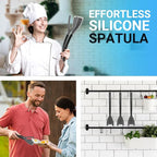 Silicone Egg Flipper Spatula Tongs (Set of 1) – Non-Stick 2-in-1 Grip & Flip Kitchen Tongs for Pancakes, Fish, Eggs, and More – Heat Resistant Cooking Tool (Black) (Black)