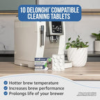Caffenu Cleaning Tablets Compatible with Delonghi Coffee Machines, 10 Count, 1.4g Each