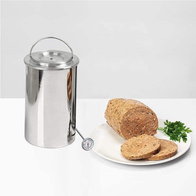 Stainless Steel Ham Maker Meat Press Cooker for Making Healthy Homemade Deli Meat with Thermometer - Kitchen Bacon Pressure Cookers Boiler Pot Pan Stove
