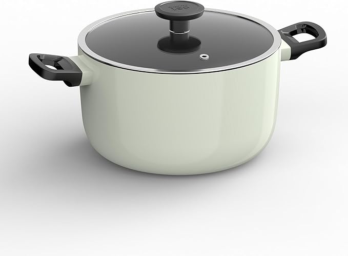 BergHOFF Leo Glints 7Pc Non-stick Ceramic Cookware Set With Glass Lid, Recycled Aluminum, CeraGreen Non-toxic Coating, Stay-cool Handle, Sage