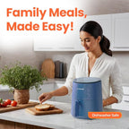 3.5qt Air Fryer Mini, Tempered Glass Control Panel, 8 Preset Functions, Quick and Easy Meals, Compact, Quiet, Non-Stick, Dishwasher Safe, Blue