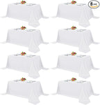 Fitable 8 Pack Rectangle Tablecloths: Stain Resistant Wrinkle Free Circle Table Clothes, Washable Reusable Polyester Table Covers for Wedding Party Birthday Banquet Reception(White, 90x132 Inch)