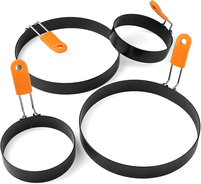 4 Pcs Egg Rings for Frying Eggs Stainless Steel Pancake Rings for Griddle Nonstick Fried Egg Rings for Muffins (Set of 4)