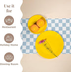 Folkulture Table Runner | Fall Table Runners 90 inches Long | Checkered Boho Table Runners for Farmhouse Decor or Table Decorations for Party | White and Blue Table Runner for Fall Decor