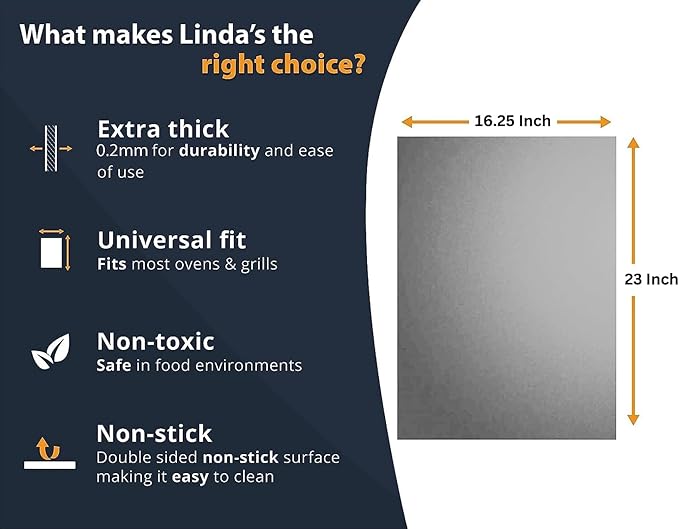 Oven Liners for Bottom of Oven - 3 Pack Large Heavy Duty Mats, 16.25”x23” Non-Stick Reusable Liner for Electric, Gas, Toasters, Grills - BPA & PFOA Free Kitchen Accessory to Keep It Clean (Silver)