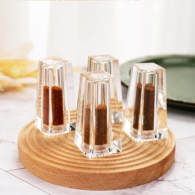 Salt and Pepper Shaker Set Spice Dispenser Refillable Design Cut Crystal Seasoning Shaker Kitchen Decor for Cooking Table, RV, Dinner Party, Camping BBQ (Set Of 4)