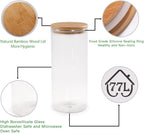 Glass Coffee Bean Container, 52.36 FL OZ (1550 ML), [Thickened Version] 77L Glass Food Storage Jar with Airtight Seal Bamboo Lid - Clear Food Storage Canister for Serving Tea, Coffee, Spice and More