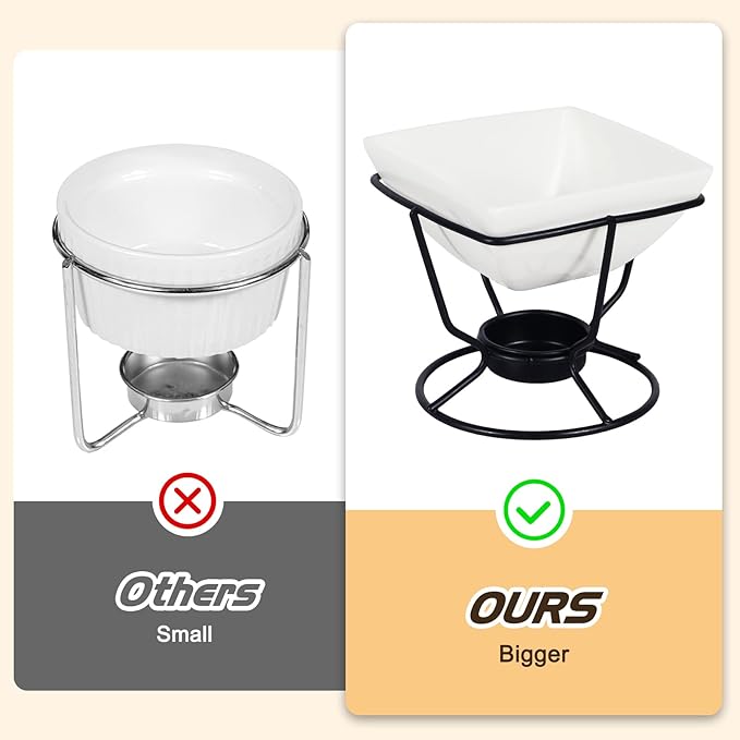 2 Pcs Butter Warmers for Seafood,Ceramic Butter Warmers for Chocolate or Cheese,Fondue Dishwasher Safe,Oven Safe,Microwave Safe