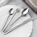 Silverware Set for 4 Modern 16 Piece 18/10 Stainless Steel Square Flatware Set Nice Weight Mirror Polished Kitchen Utensils Cutlery Sets for Home Restaurant Wedding Tableware Dishwasher Safe