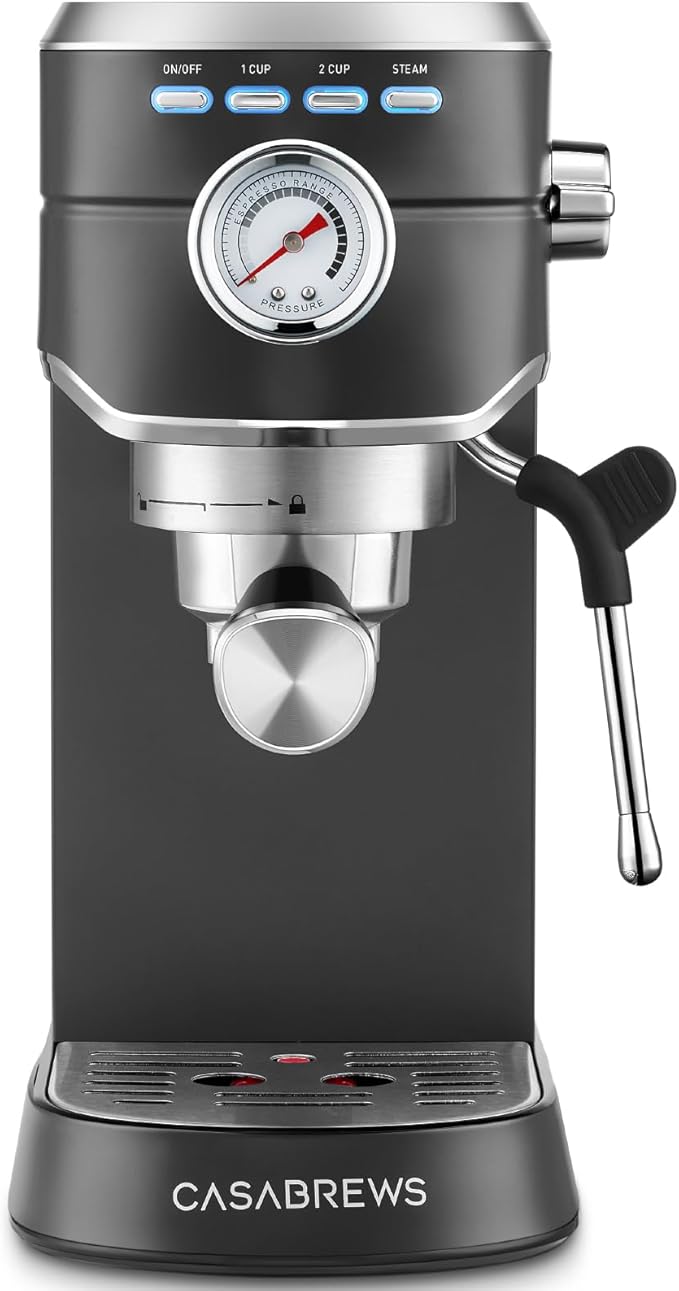 CASABREWS CM5418 Espresso Machine 20 Bar, Stainless Steel Espresso Maker with Milk Frother, Compact Cappuccino Machine for Home, Espresso Coffee Machine, Gift for Her, Gift for Family, Black
