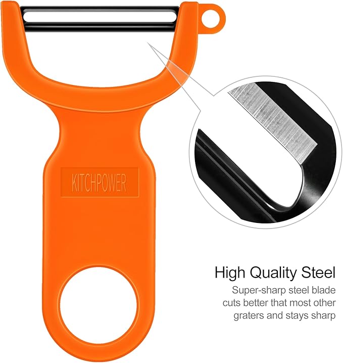 Original Vegetable Peeler, Potato Peelers for kitchen Carbon Steel Blade 3-Pack Green/Orange/Black
