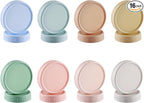 16PCS Colored Plastic Mason Jar Lids With Silicone Rings (8 Wide Mouth & 8 Regular Mouth) for Ball, Kerr and More, Food Grade & Leak-proof, 86mm & 70mm Canning Tops