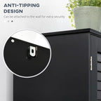 HOMCOM Tall Narrow Bathroom Storage Cabinet with Doors and Shelf Adjustability, Freestanding Linen Cabinet with 2 Cabinets and Countertop, Black