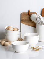 Sweese 20 Oz Porcelain Bowls Set of 6 - Durable for Cereal, Soup, Rice, Pasta, Salad, Oatmeal - Microwave Dishwasher Safe, White