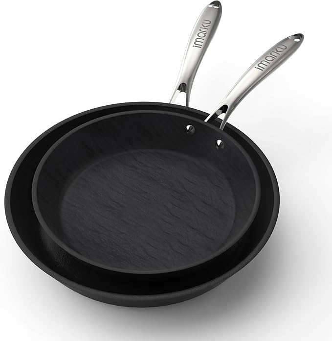 imarku Non Stick Frying Pans - 8 & 10 inch Frying Pan Set Nonstick Skillet, Professional Frying Pans Nonstick with Cool Stainless Steel Handle, Dishwasher Safe, Best Gifts