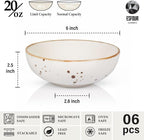 Esfour Round Porcelain Bowls - 18 Ounce - Set of 6 - Microwave, Oven, Dishwasher-Safe, Scratch Resistant, Porcelain Durable Small Dishes Bowls for Cereal, Salad, Pasta, Soup Dessert - Assorted Classic