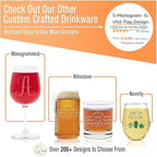 On The Rox Drinks (J-Monogram)- 4 Piece Set of 11 Ounce Engraved Heavy Base Rocks Glasses- Quality Elegant Glass-Multi-Purpose Beverage-Rocks Glass- Gift for any Occasion