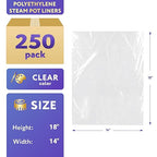 APQ Steam Table Pan Liners with Twist Tie 18 x 14 for 1/3 and 1/4 Size Pack of 250 Pans Disposable Polyethylene Pan Liners 18x14 Poly Bun Pan Covers for Caterers Cafeterias Restaurant, Wholesale Price
