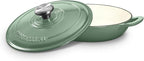 Signature Enameled Cast Iron Braiser, Non-Stick Serving Pot with Tight Fitting Lid for Perfect Roasting, Baking, Sauteing, Searing, and Pan Frying | 5Q (4.7L) - Sage