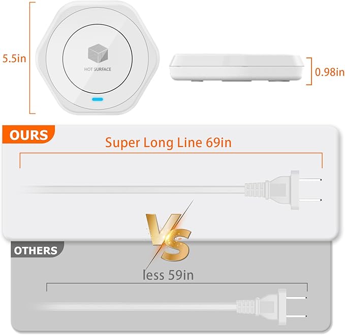 Smart Beverage Heating Plate Candle Wax Cup Warmer Electric Thermostat Coaster for Hot Coffee Milk Tea Water Cocoa Desk Home Office Use Christmas Birthday Gift Auto Shut Off White