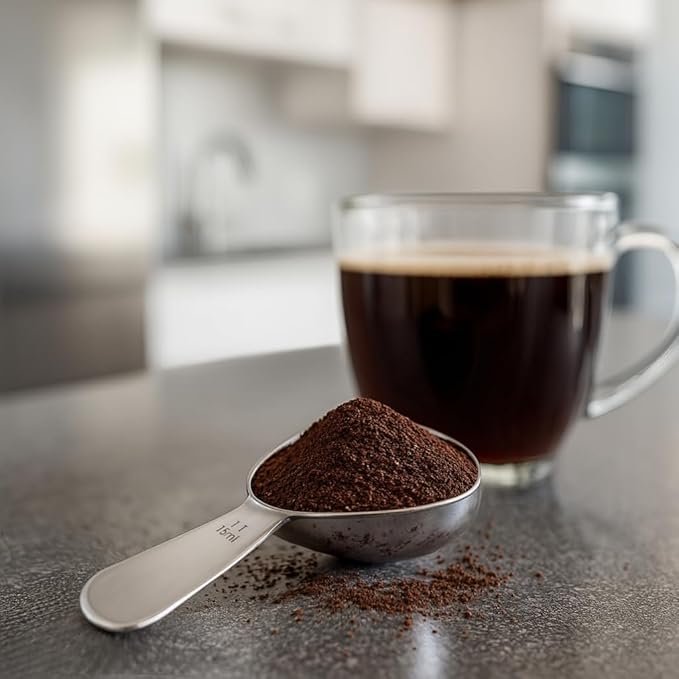 Coffee Scoop Set – 30ml Round & 15ml Curved Stainless Steel Measuring Spoons – Dual Design for Perfect Coffee Tea, & More – Ergonomically Balanced Handles