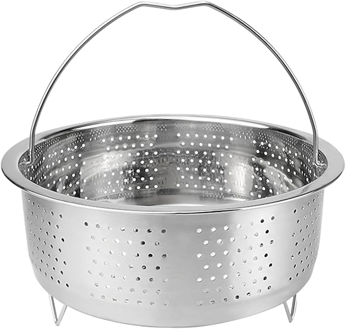 Stainless Steel Steamer Basket with Handle Rice Cooker Steaming Basket Metal Steamer Insert Steaming Rack for Rice Cooker Warmer Kitchen Cookware Silver（20cm）