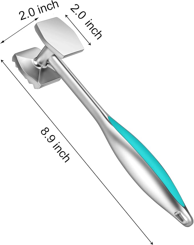 Aliglow Meat Tenderizer Hammer/Mallet Tool/Pounder For Tenderizing and Pounding Steak,Beef And Poultry. Solid Metal Construction With Rubber Comfort Grip Handle