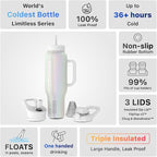Coldest Tumbler with Handle and Straw Lid | 3 Lids Insulated Reusable Stainless Steel Water Bottle Travel Mug | Gifts for Women Him Her | Limitless Collection (46 oz, Cosmic Ice Glitter)