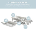70012-Gray 2 Pack 8QT Chafing Dish High Grade Stainless Steel Chafer Complete Set, 8 Qt, Alpine Gray Handle