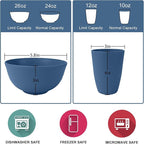 40Pack plates and bowls sets for kids - Unbreakable wheat straw dinnerware sets service for 8 - Alternative plastic 40pcs dishes for kitchen, camping and indoors dinning - (Blue)
