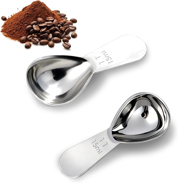 3PCS Tablespoon Measuring Spoon Stainless Steel, Metal Coffee Measuring Spoon Coffee Bean Scoop Short Handle Tablespoon Scoop for Powder Milk Tea Sugar Juice Olive Oil Kitchen Gifts, 15 ml Silver