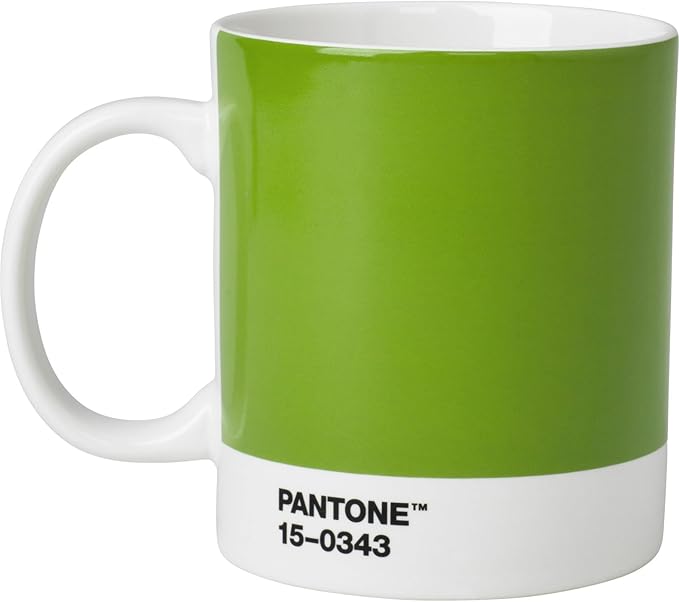 Pantone by Copenhagen Design - Large ceramic coffee mug with handle - Colorful Porcelain coffee mug/cup, 12 oz Green 15-0343