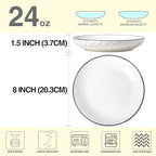 Yeacccng White Pasta Bowls Set of 6, 24oz Ceramic Salad Bowls, 8 inch Ceramic Bowls for Pasta, Salad, Oatmeal, Fruit, Chicken, Easy to Clean, Dishwasher & Microwave Safe, Scratch-Resistant, Lead-Free