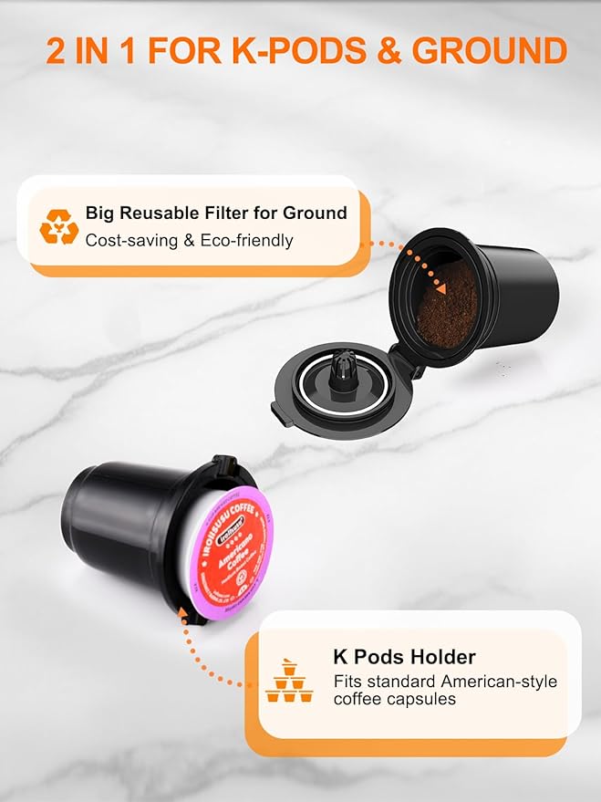 Single Serve Coffee Maker for K-Cup and Ground Coffee, Fast Brew, 6-12 oz Brew Sizes One Cup Coffee Machine Fits 5.5" Mugs, One-Button Small Coffee Maker with Descaling Reminder,Pink