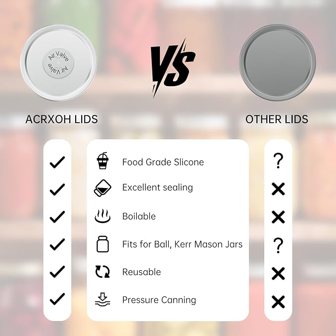 Mason Jar Lids 48 Pack: 24 Wide Mouth + 24 Regular Mouth Canning Lids, Vacuum Seal Food-Grade Canning Supplies Compatible with Electric Vacuum Sealers